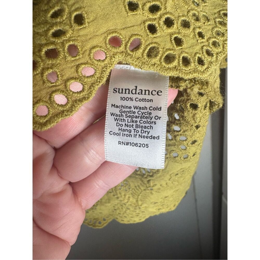 Sundance Boho Eyelet Green Button Front Blouse Si… - image 5